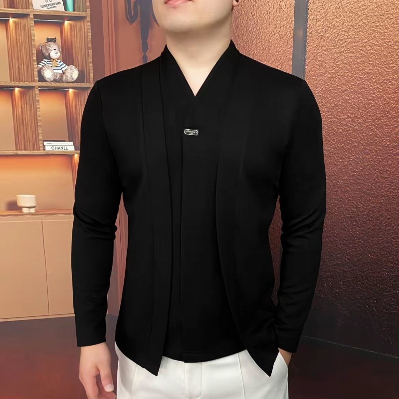 Golf Tees - เสื้อสเวตเชิ้ตผู้ชายสไตล์หรูหราเบาๆ แบบสองชิ้นในตัว รุ่นใหม่สำหรับฤดูใบไม้ร่วงและฤดูหนาว แฟชั่นธุรกิจ แขนยาว